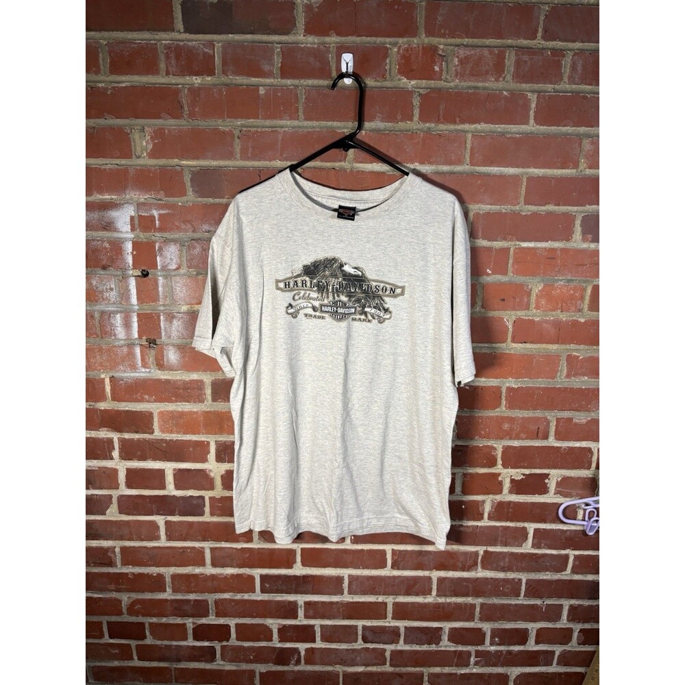Vintage Y2k 2001 Harley Davidson Eagle Mountain Graphic Grey Shirt Adult XL